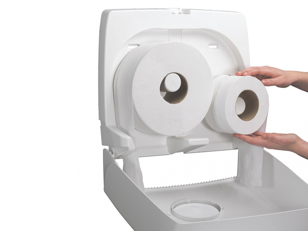 Dispenser Kimberly Clark Aquarius alb pentru hartie igienica, midi, jumbo, design elegant [3]