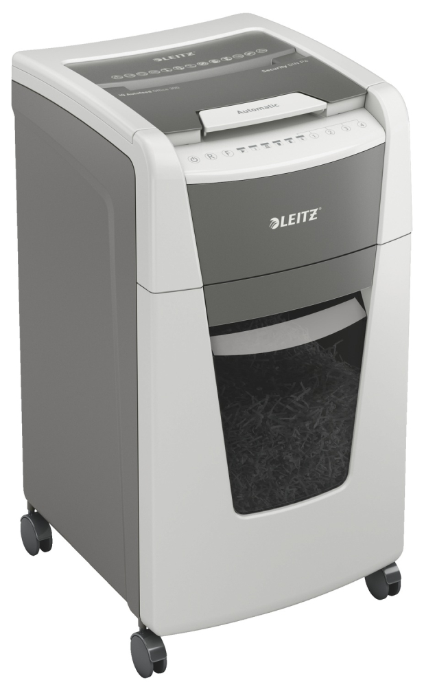 Distrugator automat documente Leitz IQ Office  ,  300 coli ,  P4 ,  cross-cut (tip confeti) ,  cos 60 litri ,  alb-gri ,  Leitz Cod Produs: 80150000 [14]