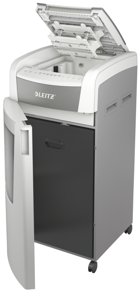 Distrugator automat documente Leitz IQ Office  ,  600 coli ,  P4 ,  cross-cut (tip confeti) ,  cos 110 litri ,  alb-gri ,  Leitz Cod Produs: 80170000 [12]