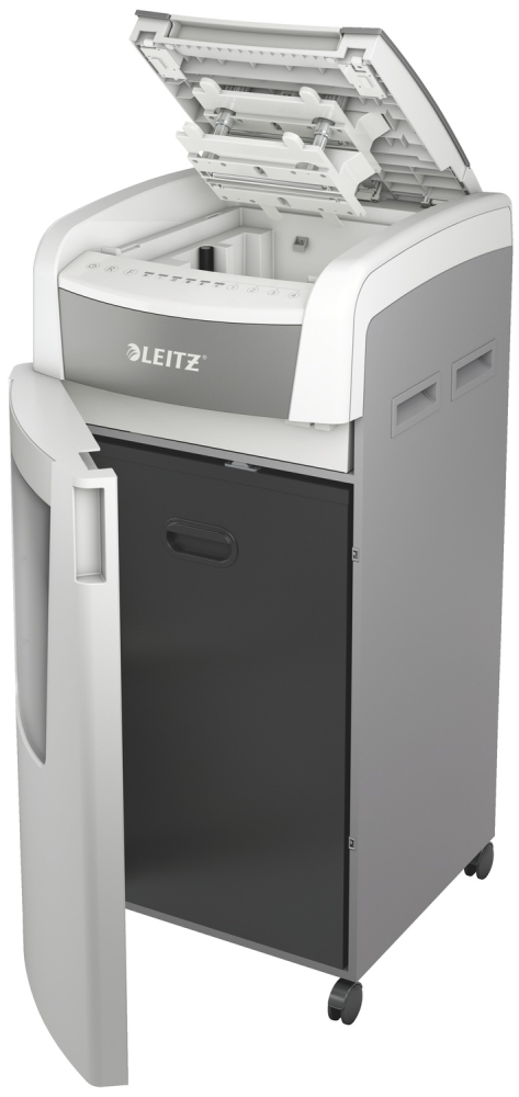 Distrugator automat documente Leitz IQ Office  ,  600 coli ,  P5 ,  micro-cut (tip particule) ,  cos 110 litri ,  alb-gri ,  Leitz Cod Produs: 80180000 [14]