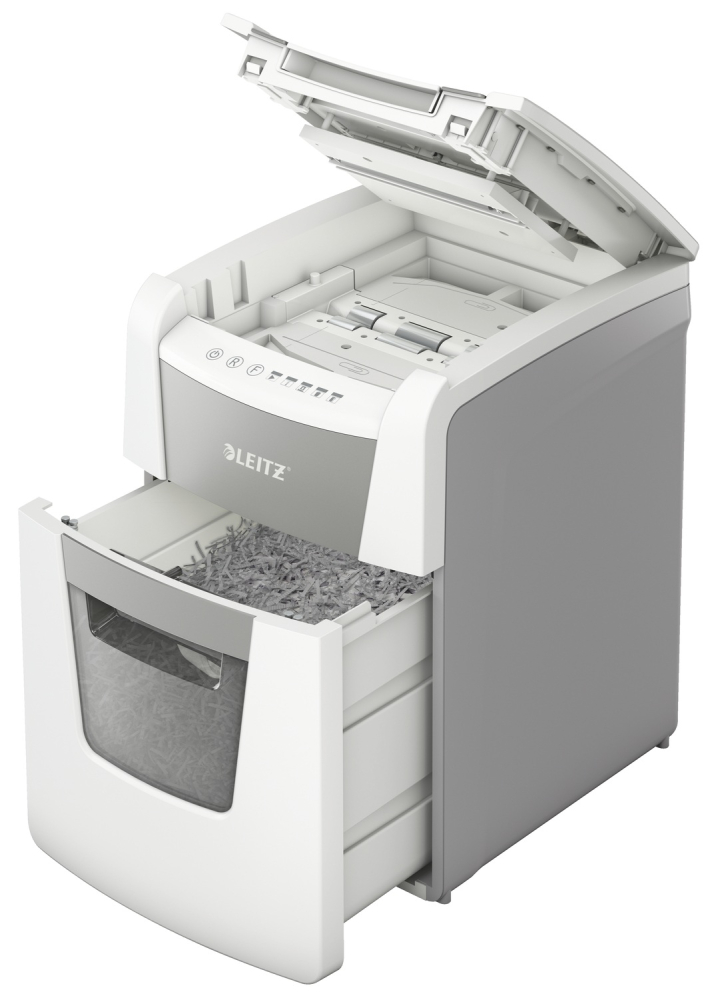 Distrugator automat documente Leitz IQ Small Office  ,  100 coli ,  P4 ,  cross-cut (tip confeti) ,  cos 34 litri ,  alb-gri ,  Leitz Cod Produs: 80110000 [10]