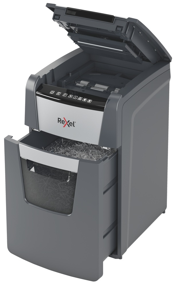 Distrugator automat documente Rexel OPTIMUM 130M  ,  130 coli ,  P5 ,  micro-cut (tip particule) ,  cos 44 litri ,  negru-gri ,  Cod Produs: 2020130MEU [4]