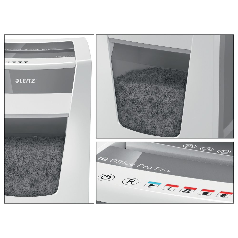 Distrugator manual documente Leitz IQ Office Pro ,  5 coli ,  P6+ ,  micro-cut (tip particulei) ,  cos 30 coli ,  alb ,  Leitz Cod Produs: 80100000 [6]