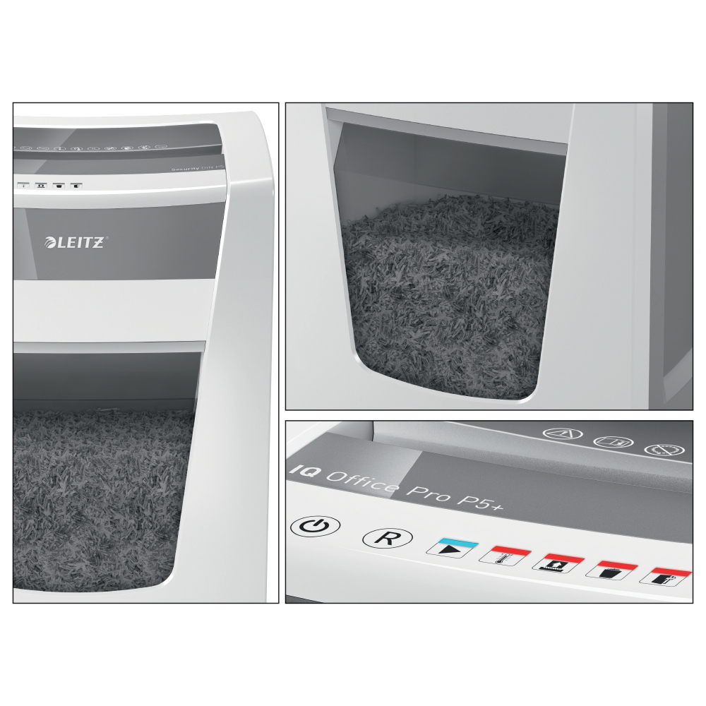 Distrugator manual documente Leitz IQ Office Pro ,  7 coli ,  P5+ ,  micro-cut (tip particulei) ,  cos 30 coli ,  alb ,  Leitz Cod Produs: 80040000 [6]