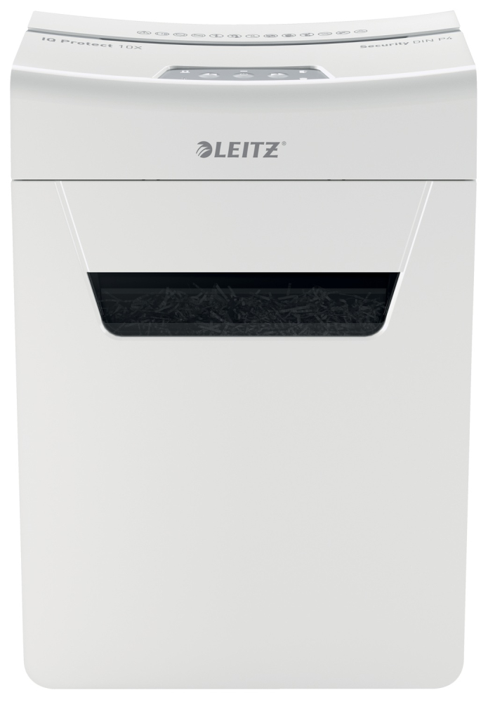 Distrugator manual documente Leitz IQ Protect 10X  ,  10 coli ,  P4 ,  cross-cut (tip confeti) ,  cos 18 litri ,  alb ,  Leitz Cod Produs: 80920000 [13]