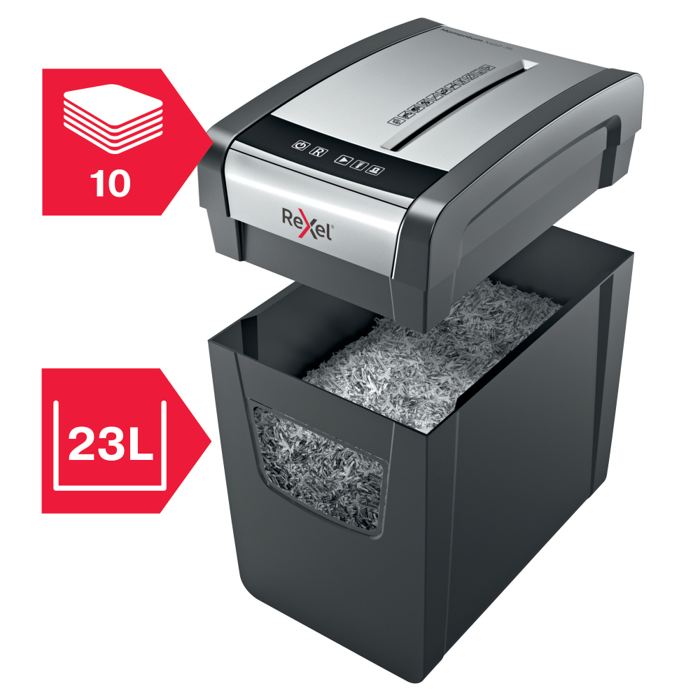Distrugator manual documente MOMENTUM subtire X410-SL ,  10 coli ,  P4 ,  cross-cut (tip confeti) Rexel Cod Produs: 2104573EU [5]