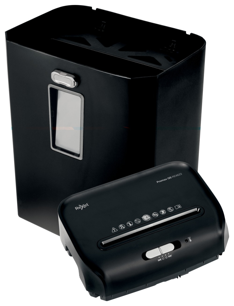 Distrugator manual documente Rexel PROMAX QS REX623 ,  6 coli ,  P4 ,  cross-cut (tip confeti) ,  cos 23 litri ,  negru ,  Cod Produs: 2104581EU [2]