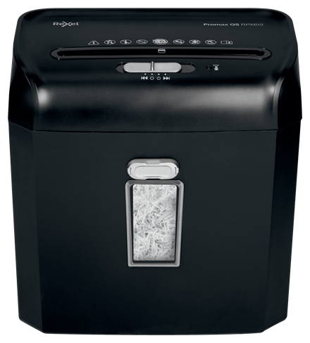 Distrugator manual documente Rexel PROMAX QS RPX612 ,  6 coli ,  P4 ,  cross-cut (tip confeti) ,  cos 12 litri ,  negru ,  Cod Produs: 2104579EU [3]