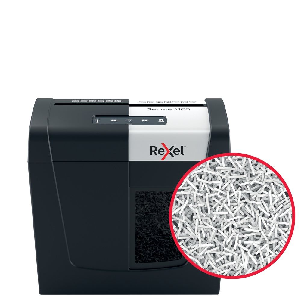 Distrugator manual documente Rexel SECURE MC3 ,  3 coli ,  P5 ,  micro-cut (tip particule) ,  cos 10 litri ,  negru-argintiu ,  Cod Produs: 2020128EU [4]