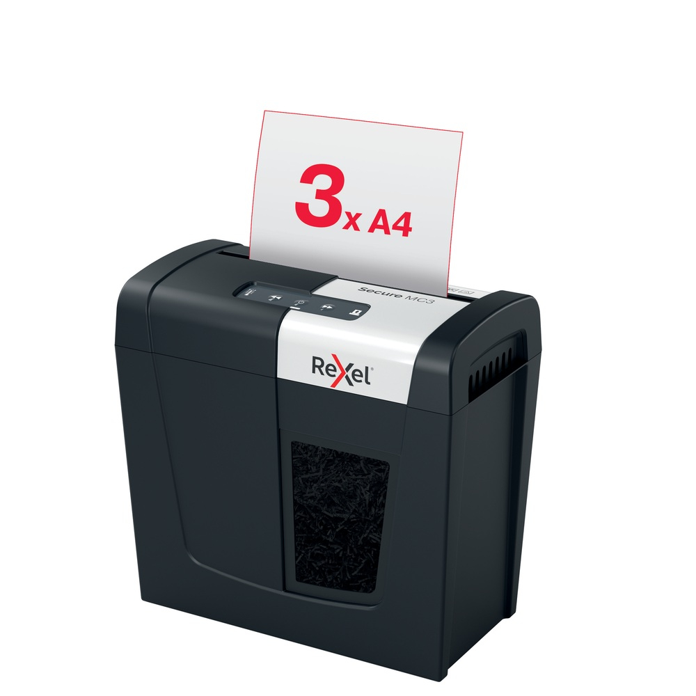 Distrugator manual documente Rexel SECURE MC3 ,  3 coli ,  P5 ,  micro-cut (tip particule) ,  cos 10 litri ,  negru-argintiu ,  Cod Produs: 2020128EU [8]