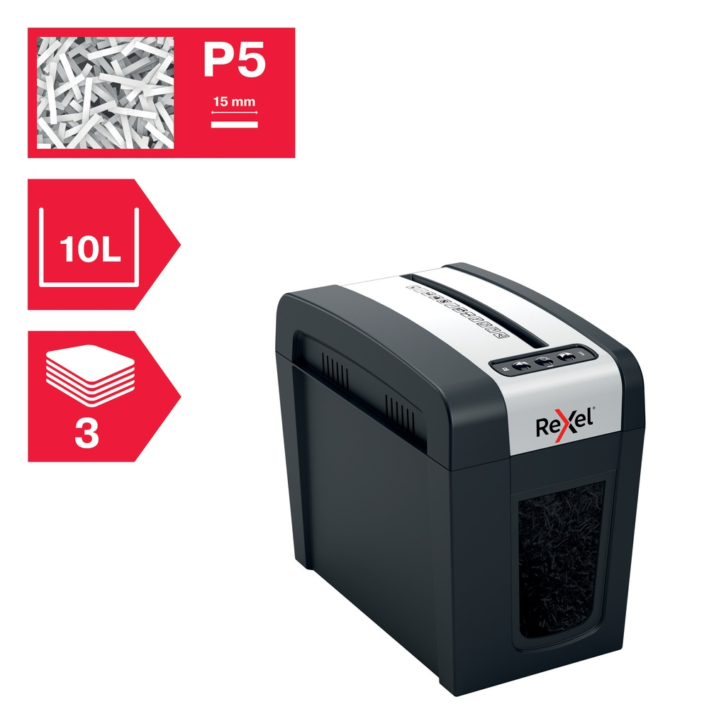 Distrugator manual documente Rexel SECURE MC3 Slim ,  3 coli ,  P5 ,  micro-cut (tip particule) ,  cos 10 litri ,  negru-argintiu ,  Cod Produs: 2020131EU [7]