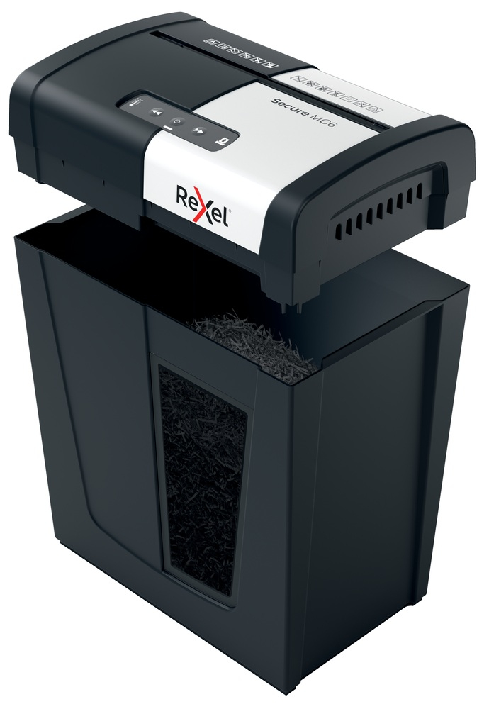 Distrugator manual documente Rexel SECURE MC6 ,  6 coli ,  P5 ,  micro-cut (tip particule) ,  cos 18 litri ,  negru-argintiu ,  Cod Produs: 2020130EU [9]