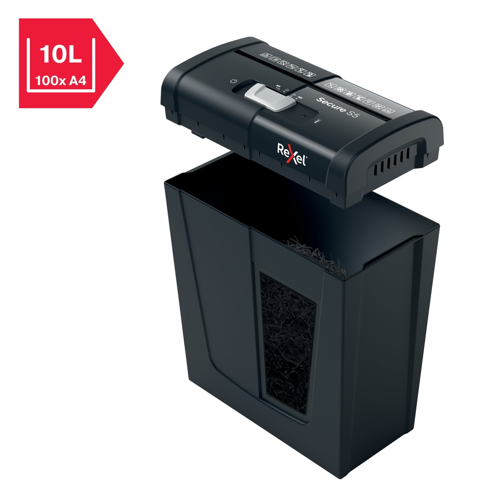 Distrugator manual documente Rexel SECURE S5 ,  5 coli ,  P2 ,  strip-cut (tip fasii) ,  cos 10 litri ,  negru ,  Cod Produs: 2020121EU [3]