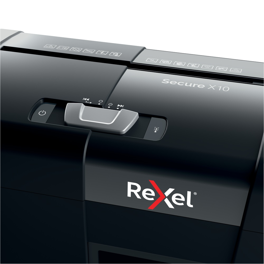 Distrugator manual documente Rexel SECURE X10 ,  10 coli ,  P4 ,  cross-cut (tip confeti) ,  cos 18 litri ,  negru ,  Cod Produs: 2020124EU [12]