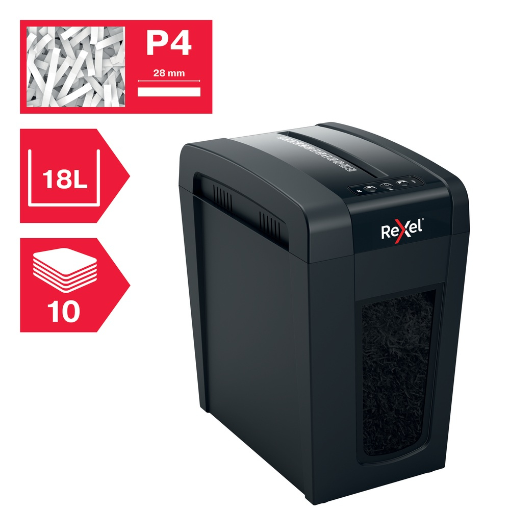 Distrugator manual documente Rexel SECURE X10 Slim ,  10 coli ,  P4 ,  cross-cut (tip confeti) ,  cos 18 litri ,  negru ,  Cod Produs: 2020127EU [7]