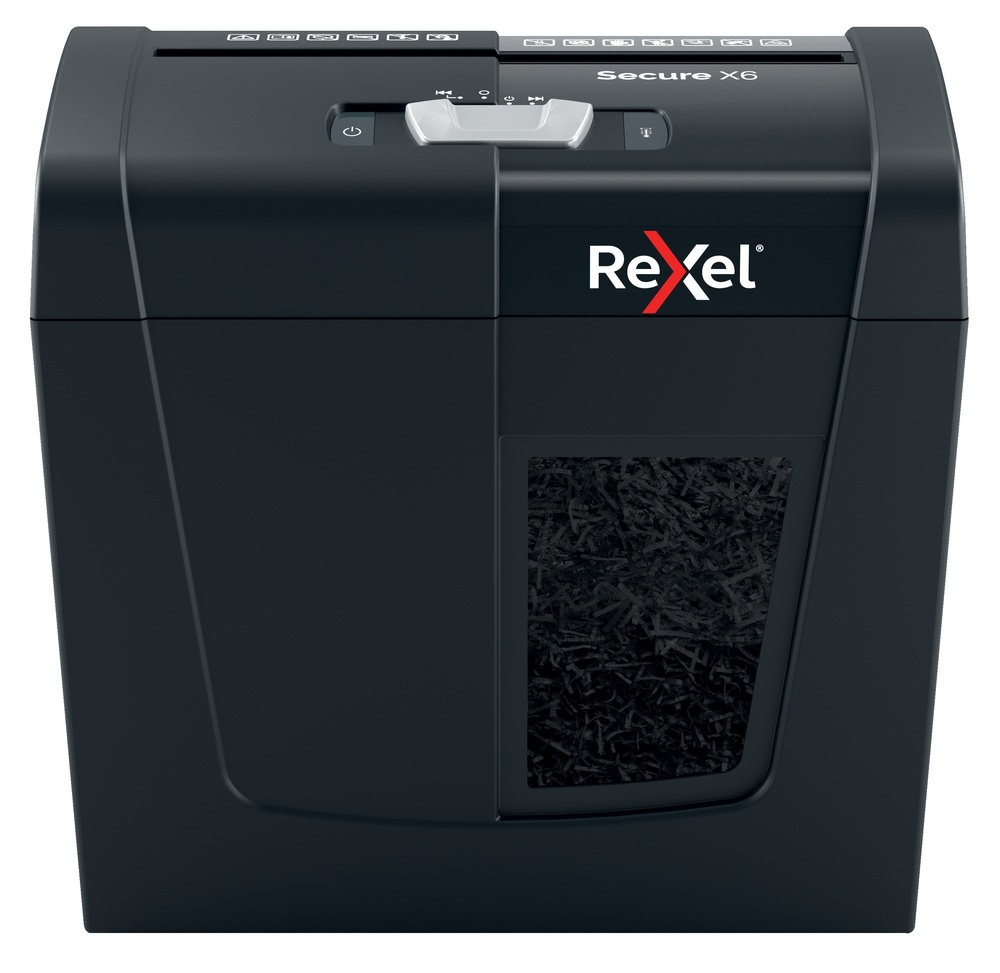 Distrugator manual documente Rexel SECURE   X6,   6 coli, P4, cross-cut (tip confeti), cos  10 litri, negru, Cod Produs: 2020122EU [2]