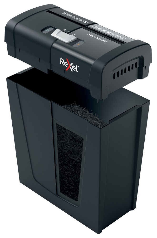 Distrugator manual documente Rexel SECURE X8 ,  8 coli ,  P4 ,  cross-cut (tip confeti) ,  cos 14 litri ,  negru ,  Cod Produs: 2020123EU [9]