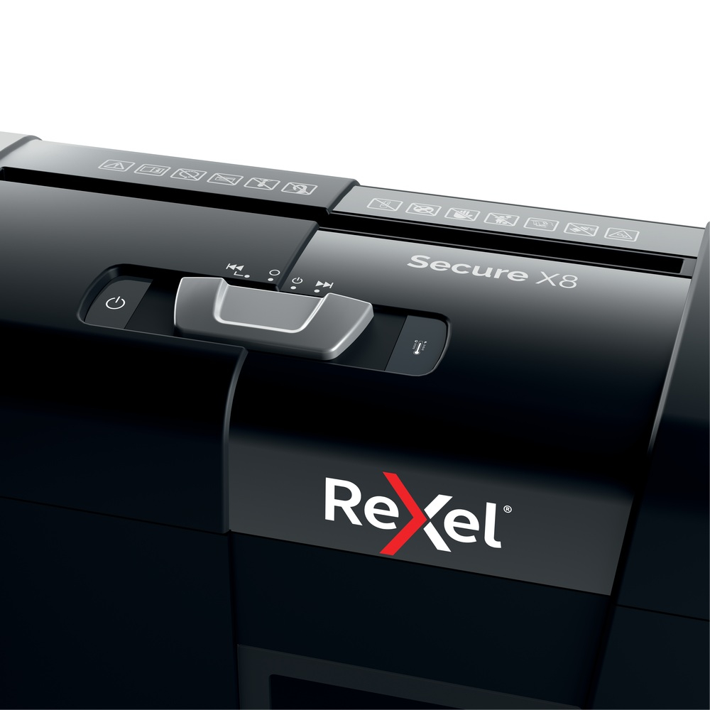 Distrugator manual documente Rexel SECURE X8 ,  8 coli ,  P4 ,  cross-cut (tip confeti) ,  cos 14 litri ,  negru ,  Cod Produs: 2020123EU [12]