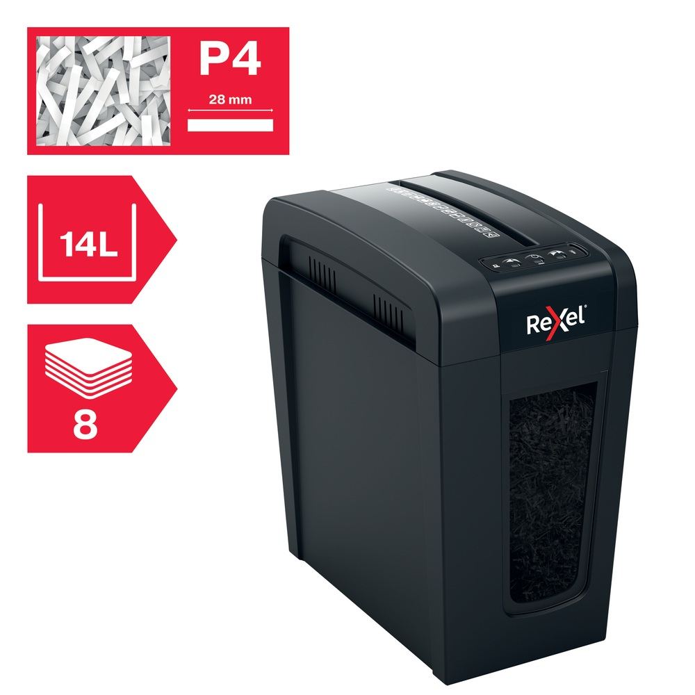 Distrugator manual documente Rexel SECURE X8 Slim ,  8 coli ,  P4 ,  cross-cut (tip confeti) ,  cos 14 litri ,  negru ,  Cod Produs: 2020126EU [6]