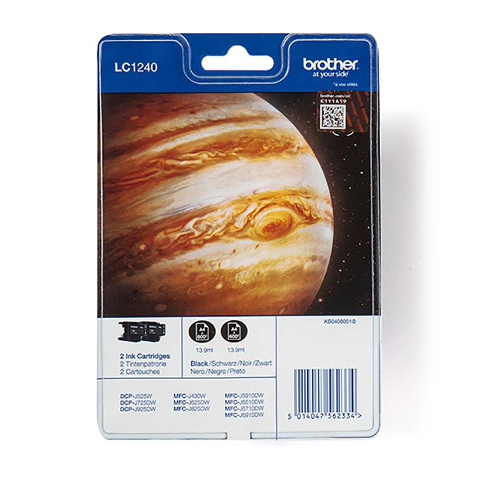 Dual-Pack LC1240BKBP2 Original Brother Black , LC1240BKBP2 , pentru DCP-J525W | J725 | J925 | MFC-J430 | J625 | J5910 | J6510 | J6910 , ; Compatibil: DCP-J4110,MFC-J4410,J4510,J4610,J4710 [2]