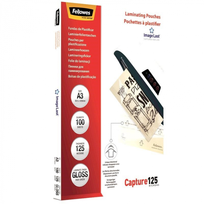 Folie pentru laminare Fellowes, 125 microni, A3, 100 coli/top [2]