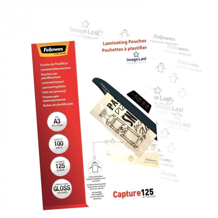 Folie pentru laminare Fellowes, 125 microni, A3, 100 coli/top [3]
