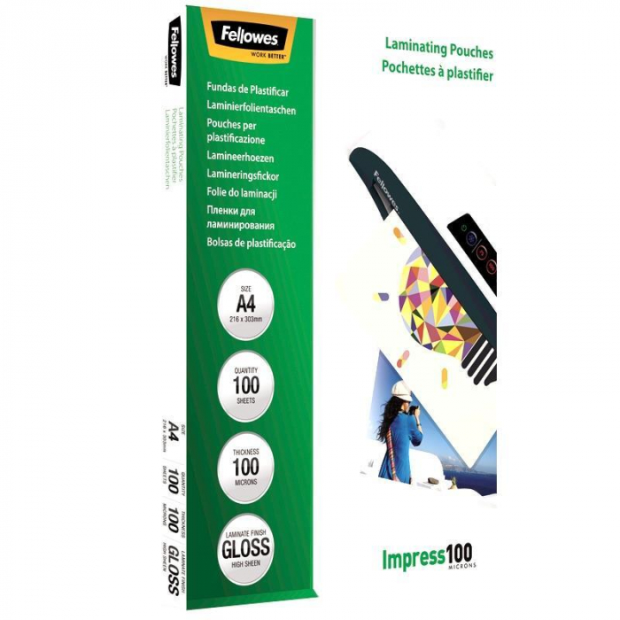 Folie pentru laminare Fellowes, 100 microni, A4, 100 coli/top [2]