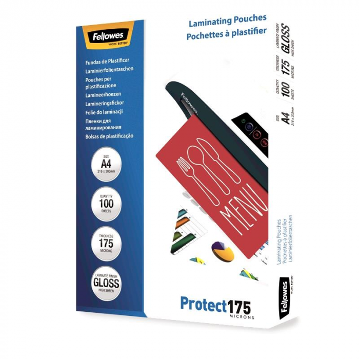 Folie pentru laminare Fellowes, 175 microni, A4, 100 coli/top [2]