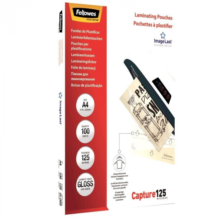 Folie pentru laminare Fellowes, 125 microni, A4, 100 coli/top [3]