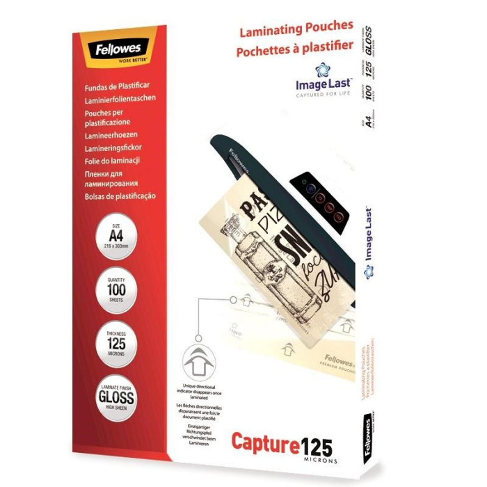 Folie pentru laminare Fellowes, 125 microni, A4, 100 coli/top [2]