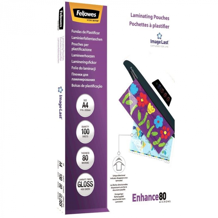 Folie pentru laminare Fellowes, 80 microni, A4, 100 coli/top [2]