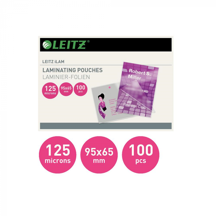 Folie Leitz MINI pentru laminare la cald, 65x95, 125 microni [2]