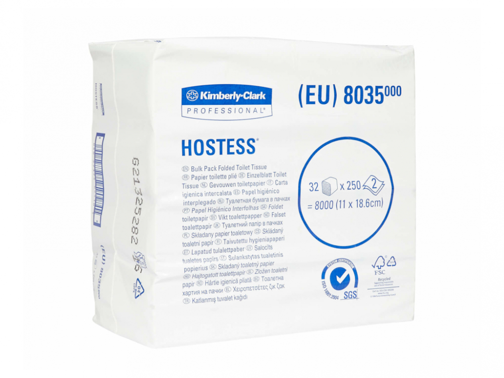 Hartie igienica Kimberly-Clark Hostess Bulk Pack ,  alba ,  250 portii/pachet ,  32 pachete/set [2]