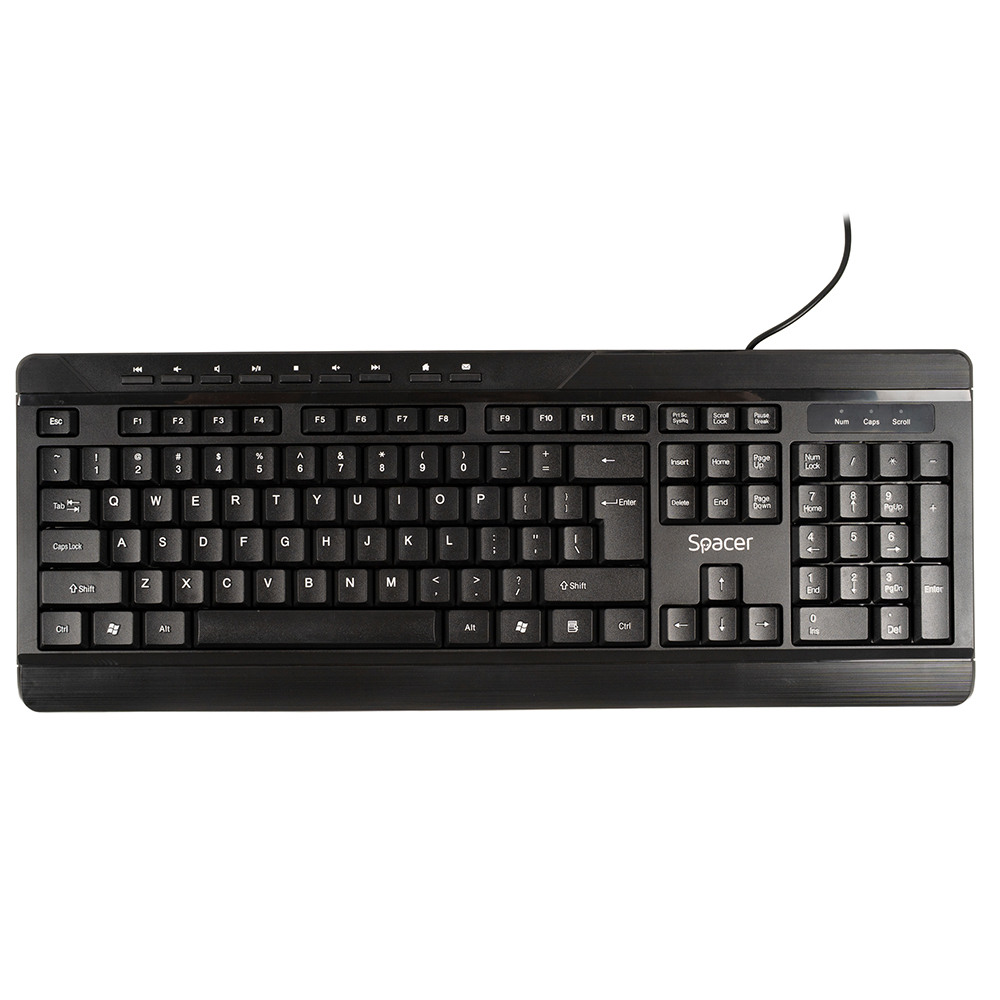 KIT wired SPACER ,  tastatura cu fir multimedia 104 taste (+ 9 taste multimedia) + mouse rezolutie max.1600dpi ,  4 butoane ,  rotita scroll ,  black Cod Produs: SPOK-WD-02 [3]
