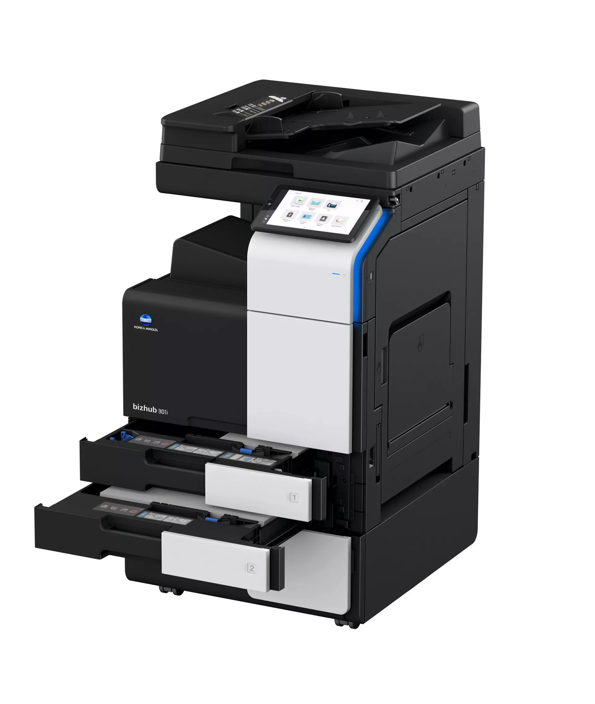 Konica-Minolta Bizhub 301i - Multifunctional laser monocrom A3 cu Stand Mobil 2 Tavi, DUPLEX AUTOMAT RADF, 30 ppm, USB, Retea, NFC, optional FAX [1]