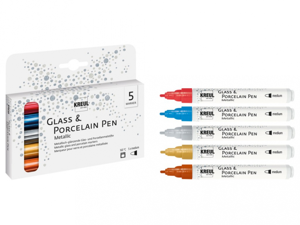 KREUL Glass & Porcelain Pen Metallic medium 5/set [2]