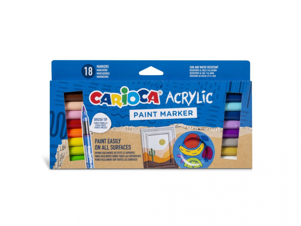 Marker cu vopsea acrilica si varf pensula Carioca 18 buc/set [1]