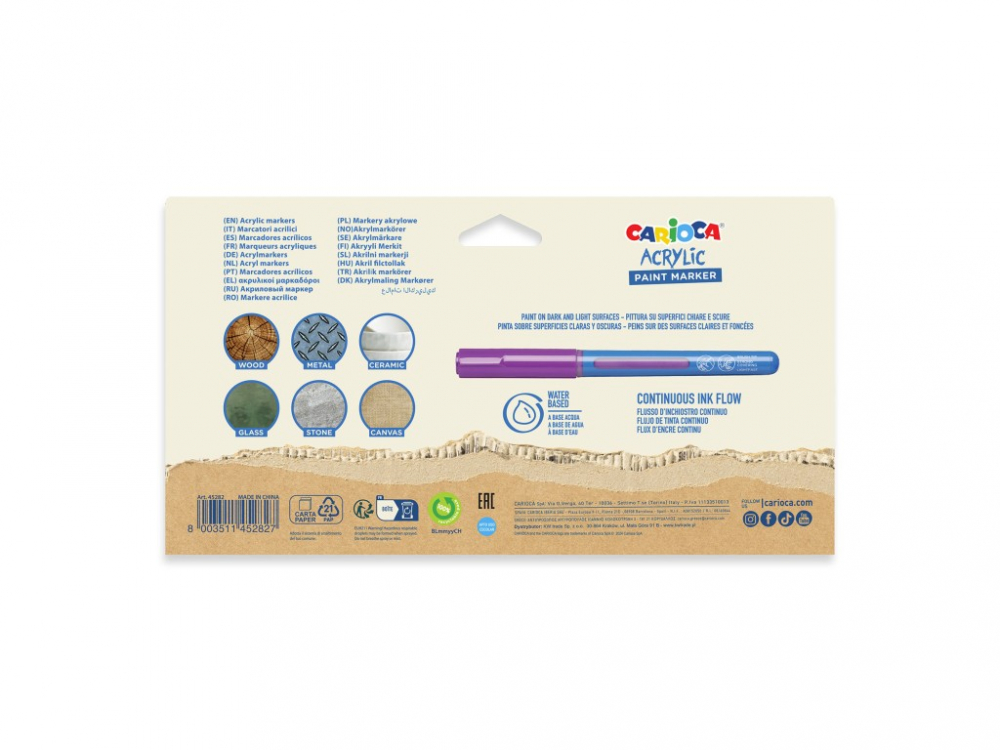 Marker cu vopsea acrilica si varf pensula Carioca 18 buc/set [6]