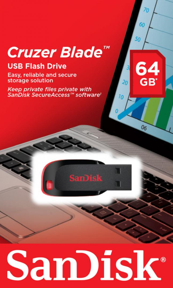 MEMORIE USB 2.0 SANDISK 64 GB ,  clasica ,  carcasa plastic ,  negru ,  Cod Produs: SDCZ50-064G-B35 [2]