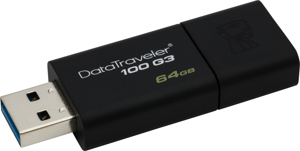 MEMORIE USB 3.0 KINGSTON 64 GB , cu capac , carcasa plastic , negru , Cod Produs: DT100G3/64GB [4]