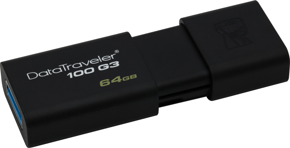 MEMORIE USB 3.0 KINGSTON 64 GB , cu capac , carcasa plastic , negru , Cod Produs: DT100G3/64GB [2]