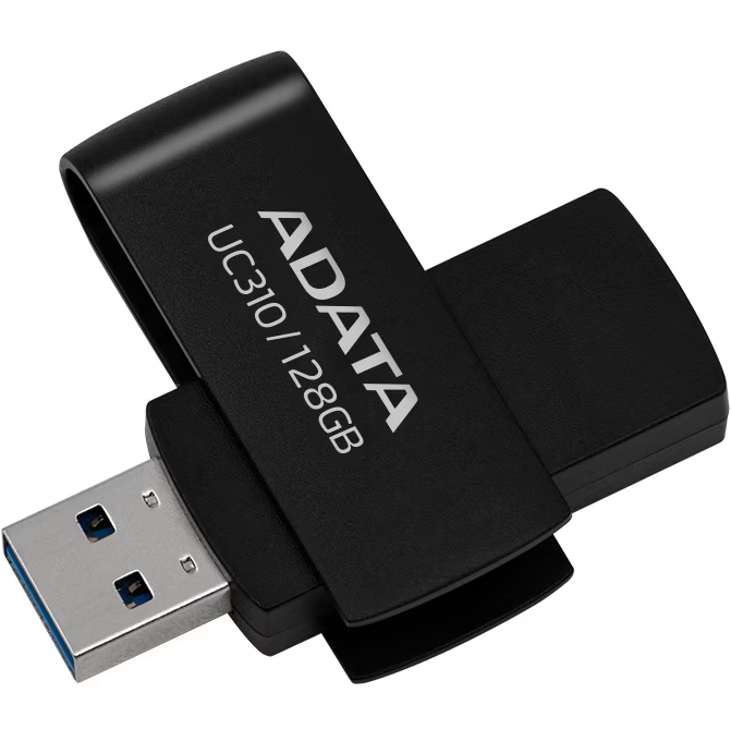 MEMORIE USB 3.2 ADATA 128 GB ,  protectie slide laterala ,  carcasa plastic ,  negru ,  Cod Produs: UC310-128G-RBK [2]