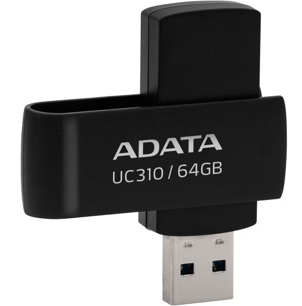 MEMORIE USB 3.2 ADATA 64 GB ,  protectie slide laterala ,  carcasa plastic ,  negru ,  Cod Produs: UC310-64G-RBK [2]