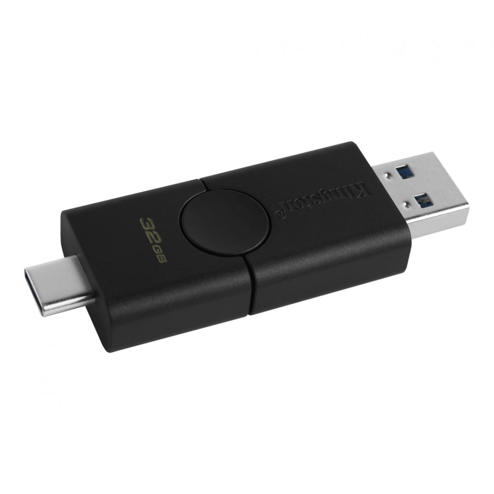 MEMORIE USB 3.2 | USB 3.2 Type-C KINGSTON 32 GB ,  clasica ,  carcasa plastic ,  negru ,  Cod Produs: DTDE/32GB [2]