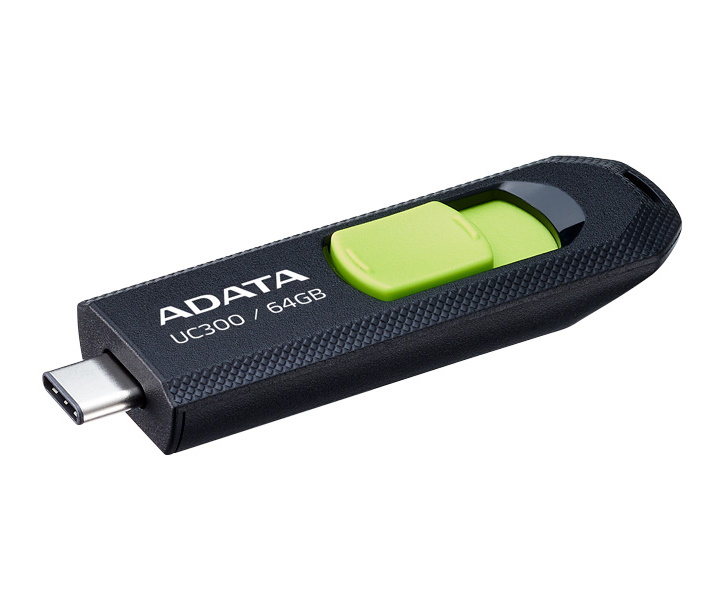 MEMORIE USB Type-C 3.2 ADATA 64 GB ,  retractabila ,  carcasa plastic ,  negru / verde Cod Produs: ACHO-UC300-64G-RBK/GN [2]