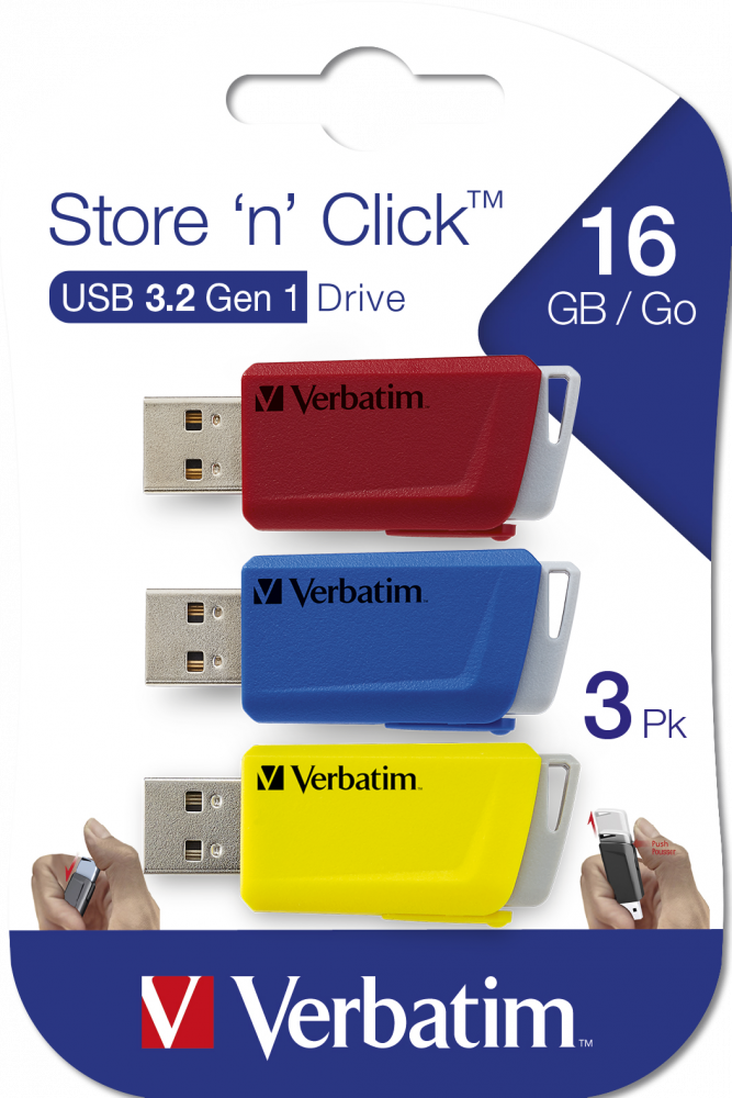 MEMORIE USB VERBATIM StoreNClick 3X16GB USB 3.0 ROSU/NEGRU/GALBEN Cod Produs: 49306 [2]