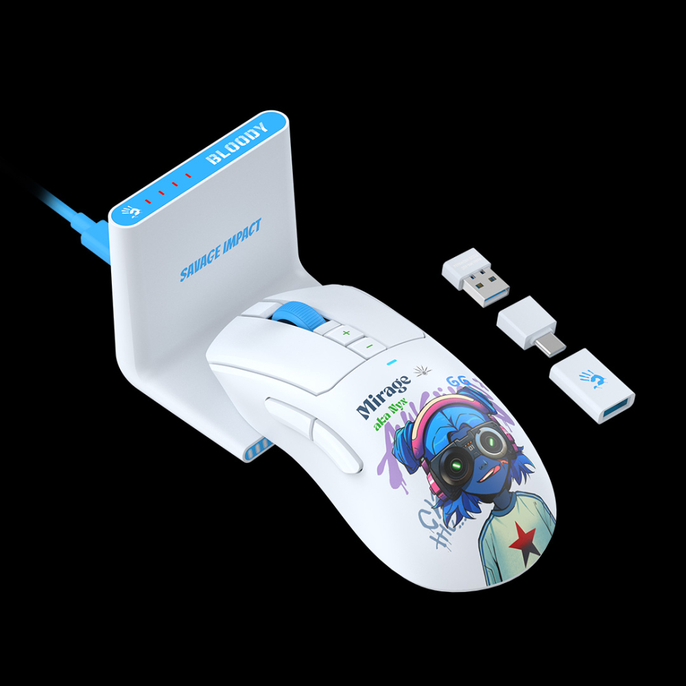 Mouse A4Tech, gaming, Bloody WaveLink Full Speed Dual Mode Wireless  USB Type-C/Charging Dock /Nyx Mirage, Cod Produs: R73UltraDuo Nyx Mirage [1]