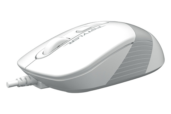MOUSE A4tech, PC sau NB, cu fir, USB, optic, 1200 dpi, butoane/scroll 4/1, buton selectare viteza, alb / gri, Cod Produs: FM10 White [4]