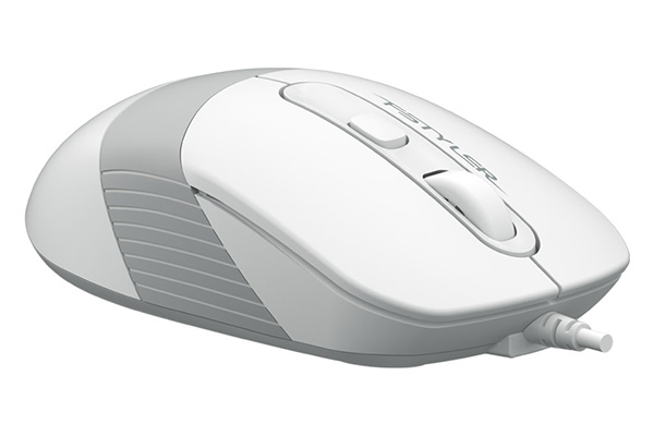 MOUSE A4tech, PC sau NB, cu fir, USB, optic, 1200 dpi, butoane/scroll 4/1, buton selectare viteza, alb / gri, Cod Produs: FM10 White [5]
