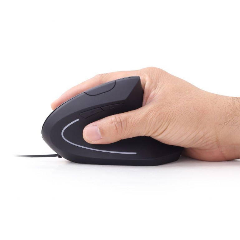MOUSE GEMBIRD, PC sau NB, cu fir, USB, optic, 3200 dpi, butoane/scroll 6/1, ergonomic, negru, Cod Produs: MUS-ERGO-01 [4]